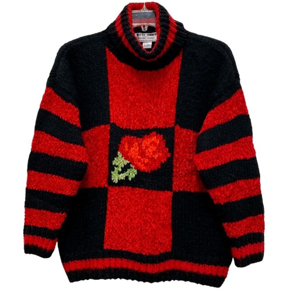 Vantage Kitty Hawk By Vivian Wang Women Red Sweater Size L Turtleneck
